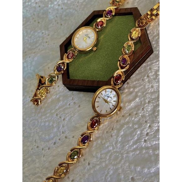 Women’s Gold And Rainbow Crystal Vintage Style Oval Watch Gift main image 6